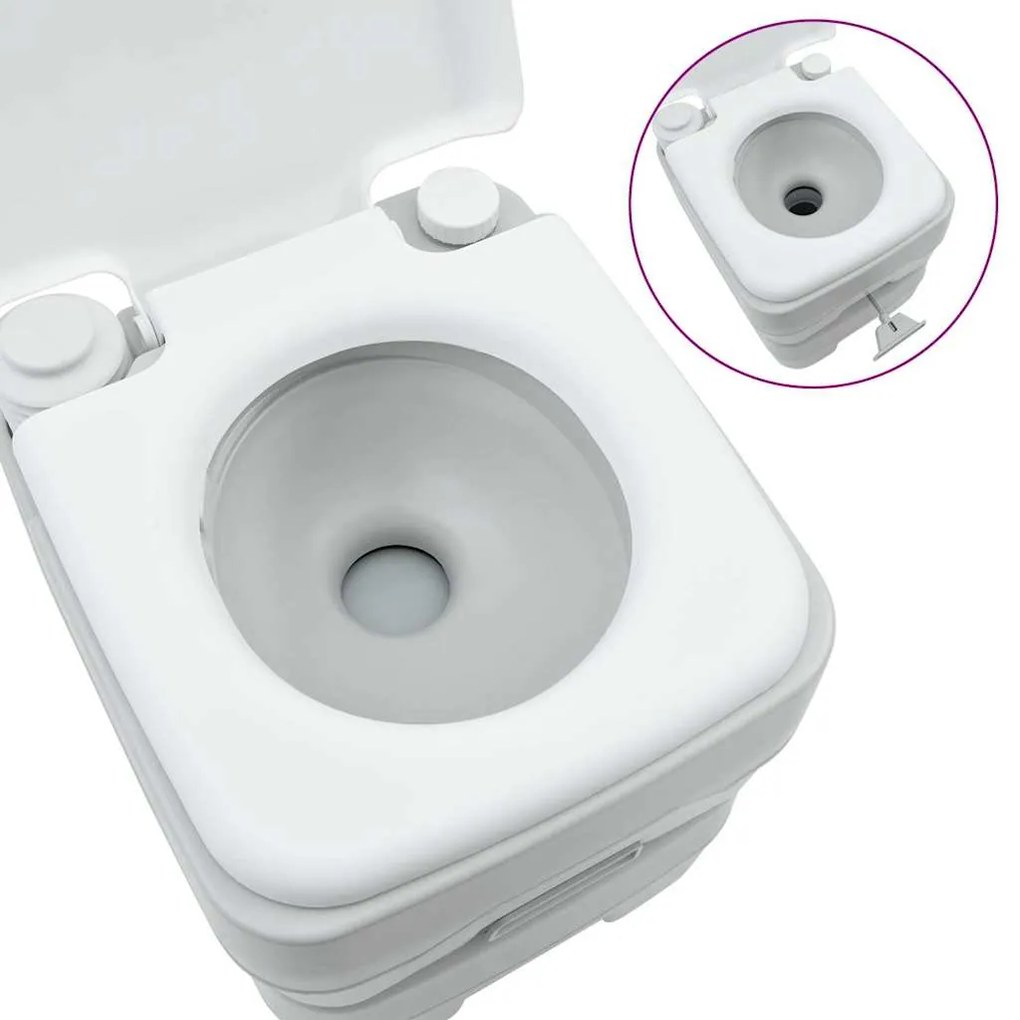 Vaso Sanitário Portátil vidaXL Cinza e Branco Plástico 20 L
