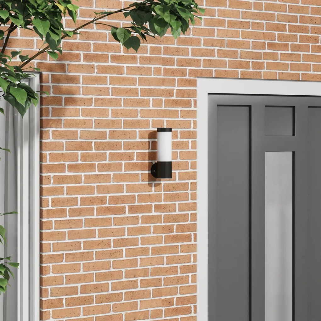 Luminária de Parede Externa vidaXL Preta em Aço Inoxidável IP44