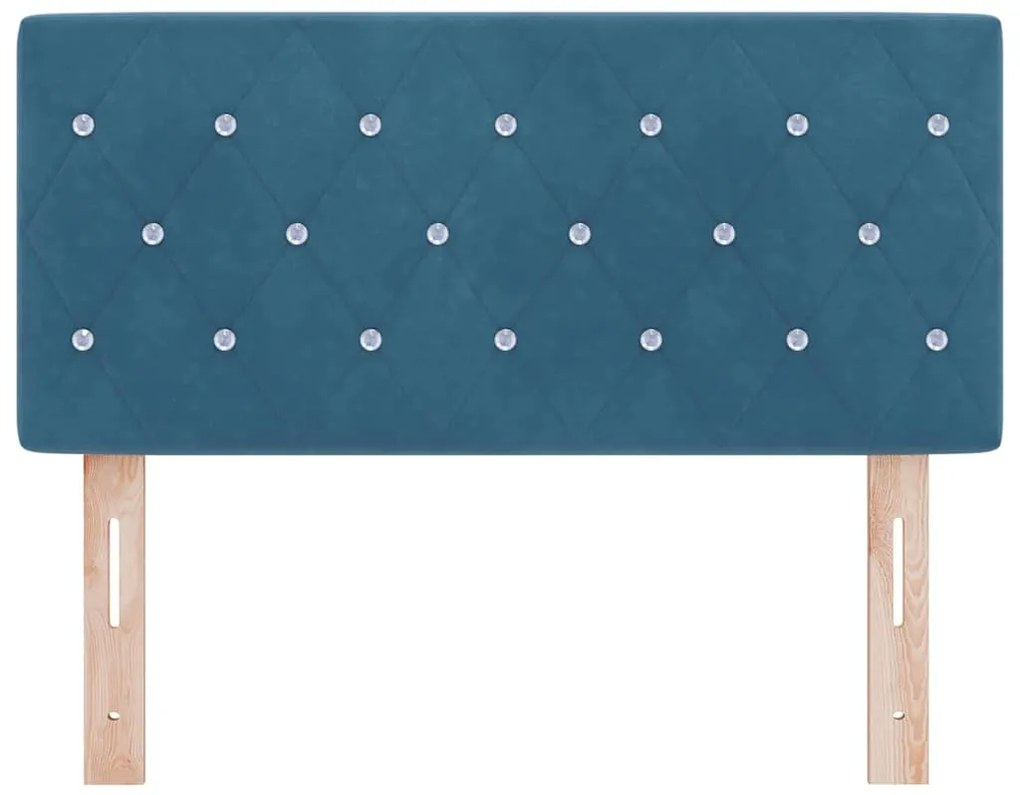 Cabeceira LED com Botão de Cristal, Almofadada Azul Escuro, 90 cm em V