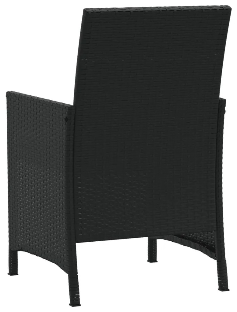 3 pcs conjunto de bistrô com almofadões vime PE preto