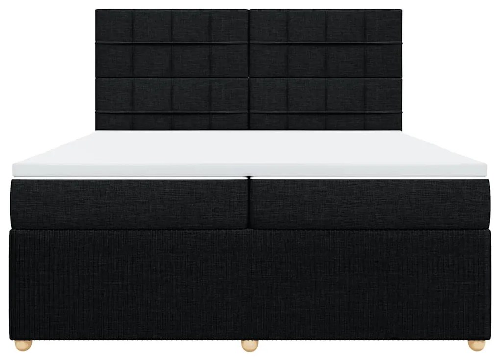 Cama com molas/colchão 200x200 cm tecido preto