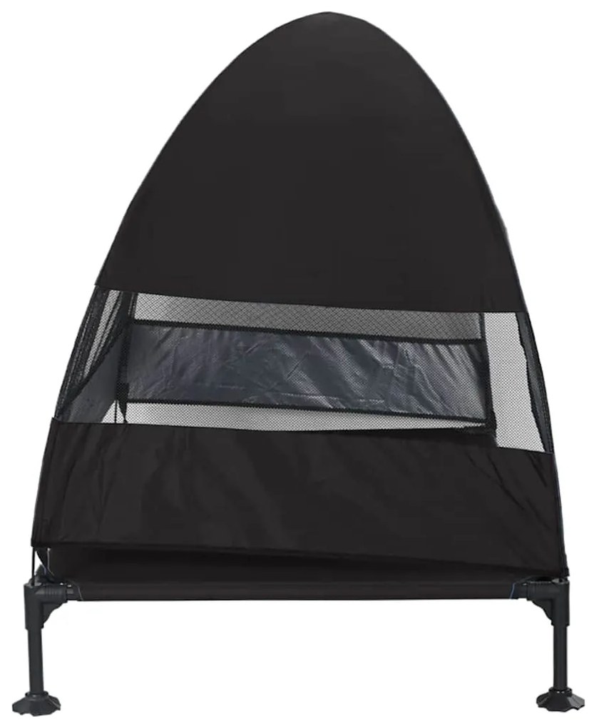 Cama Elevada para Cachorro com Toldo Removível Preto XL Aço