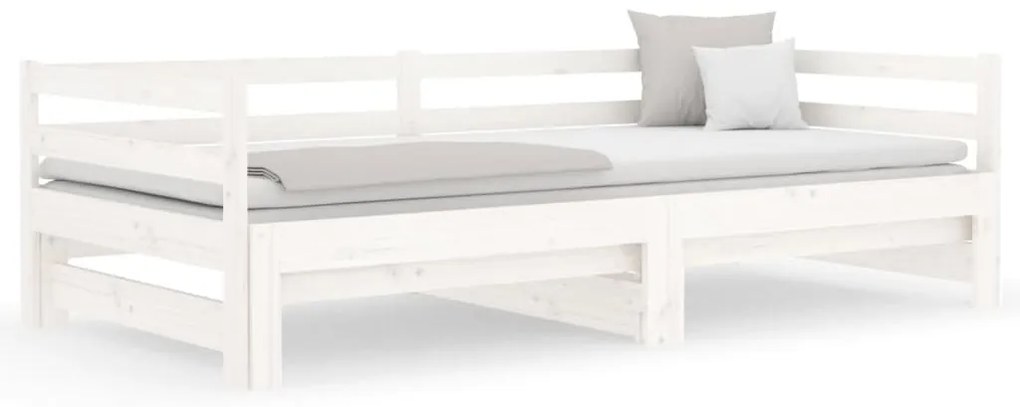 Estrutura sofá-cama de puxar 2x(90x190) cm pinho maciço branco