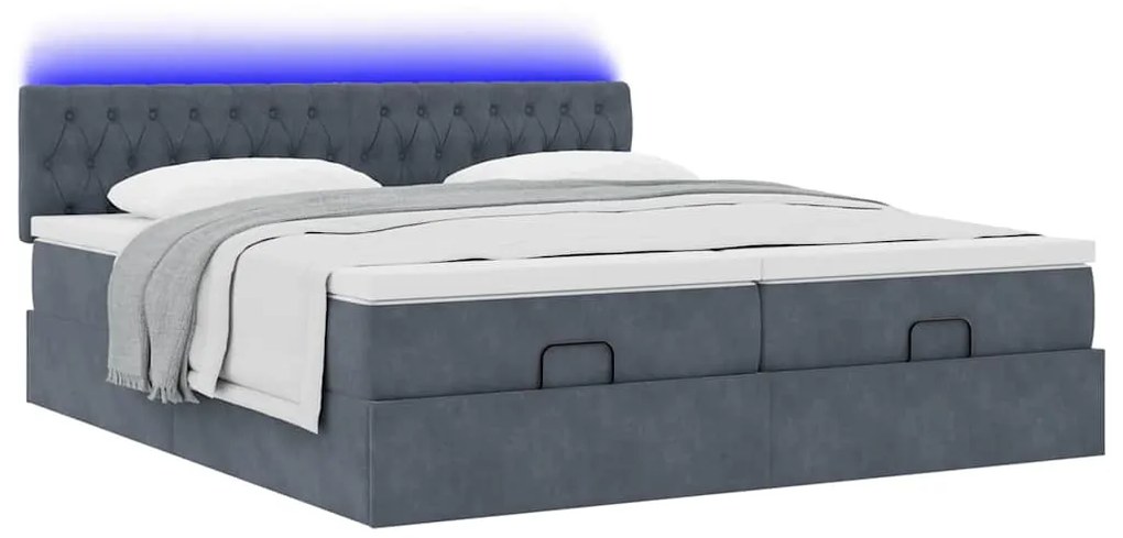 Estrutura cama otomana colchões 180x200 cm cinzento escuro