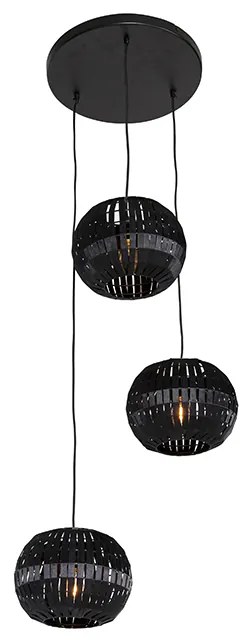 Candeeiro de suspensão moderno preto 3 luzes - Zoë Moderno