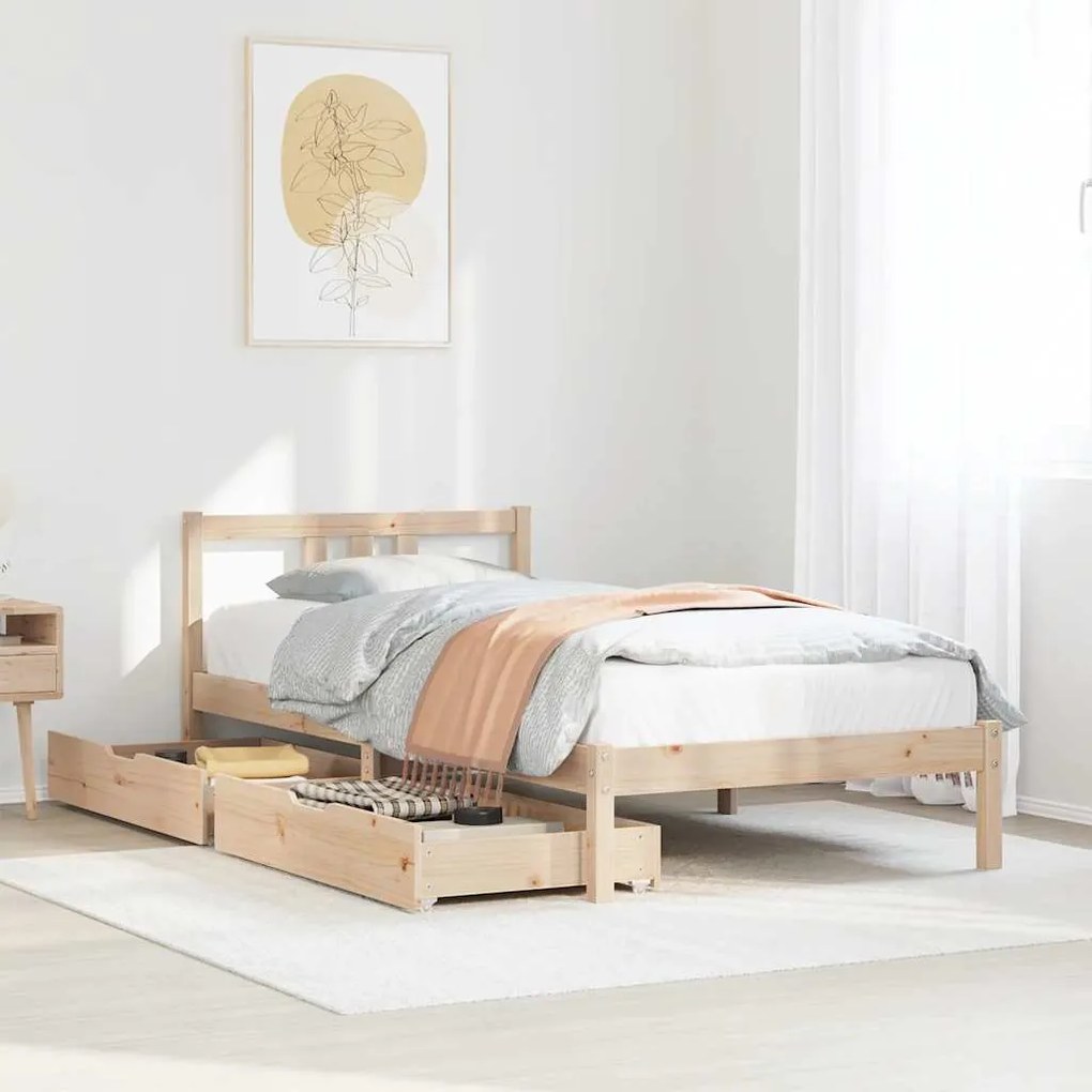 Cama sem colchão 90x190 cm madeira de pinho maciça