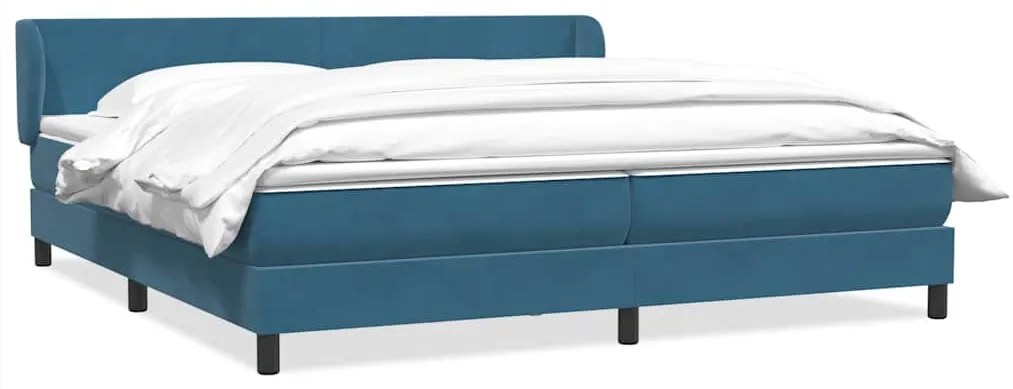 vidaXL Cama com molas colchões 200x210 cm veludo azul-escuro