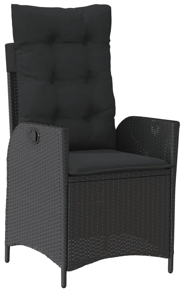 4 pcs conjunto de jardim p/ jardim c/ almofadões vime PE preto