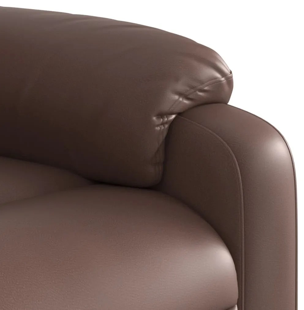 Poltrona de massagens reclinável couro artificial castanho