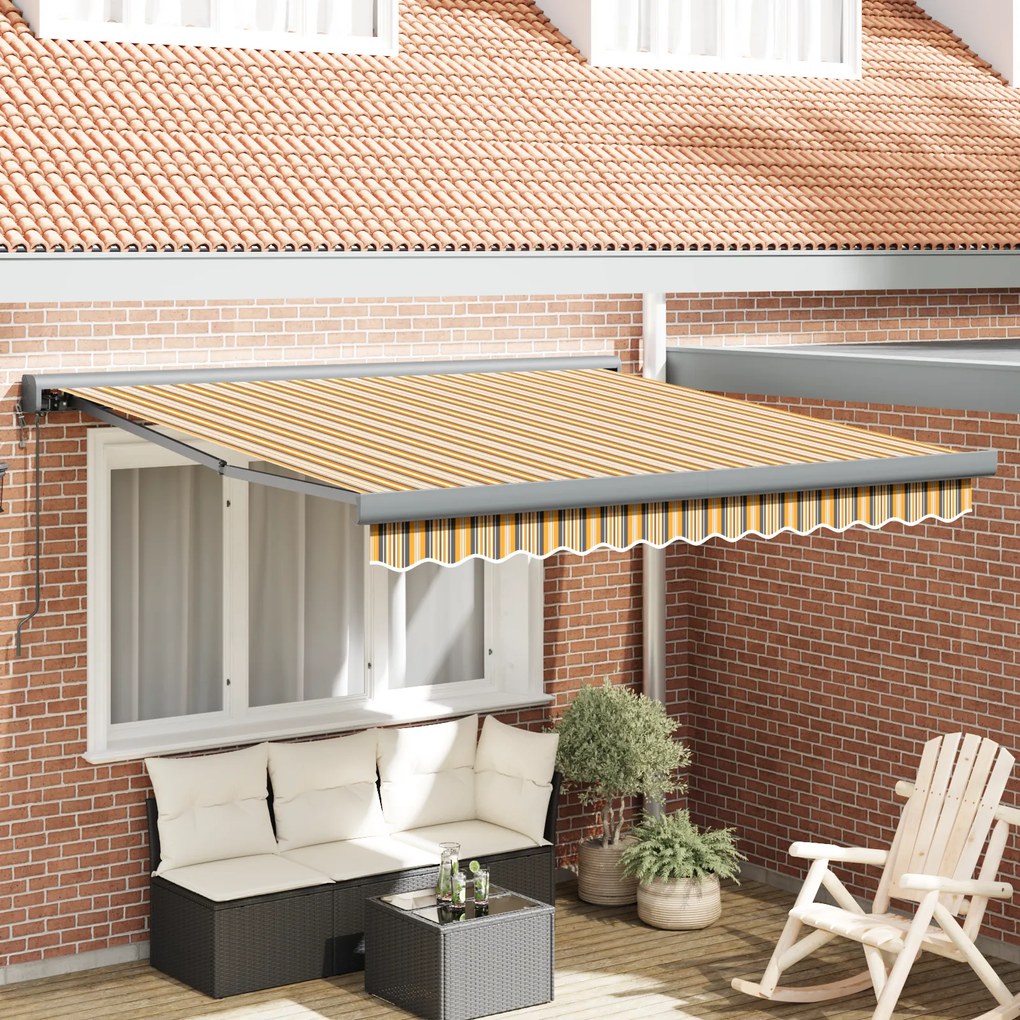 vidaXL Toldo Retrátil Automático Listrado Multicolorido 350x250 cm