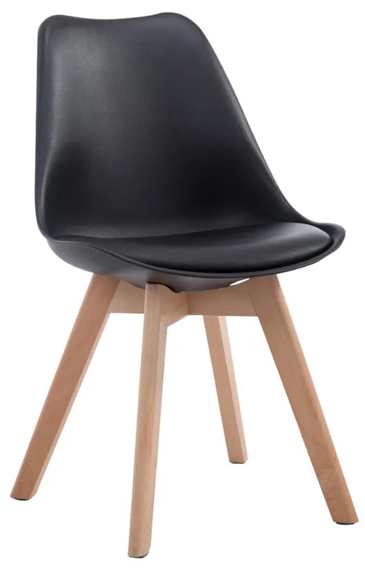 Cadeira de cozinha e sala de jantar Borneo V2 em couro sintético com estrutura em Cor Natural 48 x 84 x 41,5 cm Preto