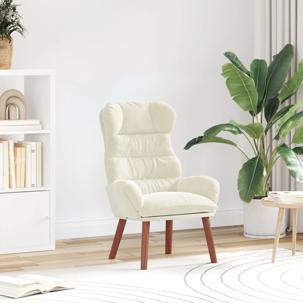 Poltrona Relaxante em Veludo Creme