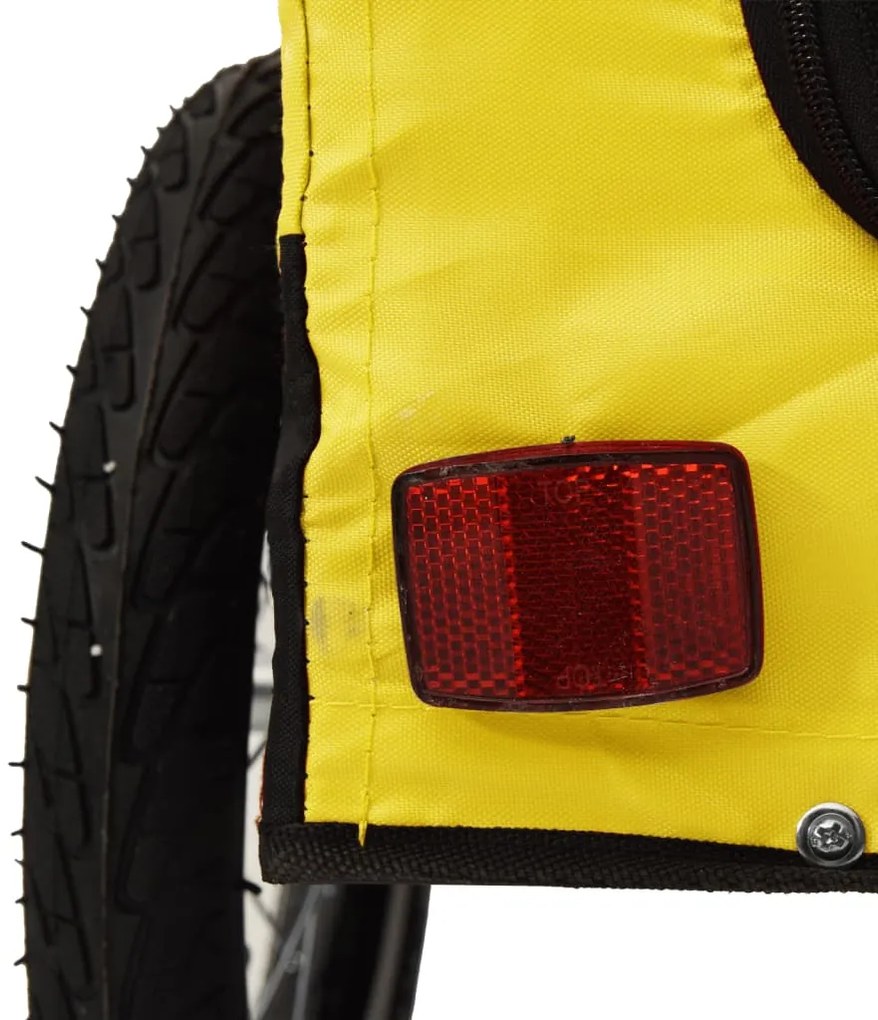 Reboque bicicleta p/ animais tecido oxford/ferro amarelo/preto