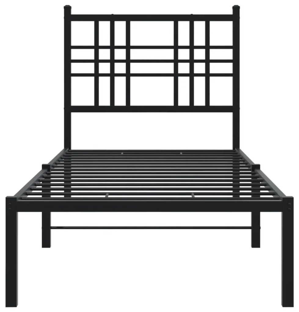 Estrutura de cama com cabeceira 75x190 cm metal preto