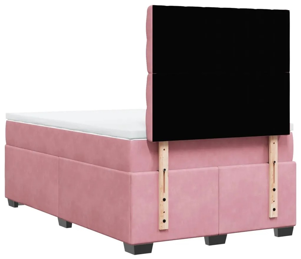 Cama boxspring com colchão 120x190 cm veludo rosa