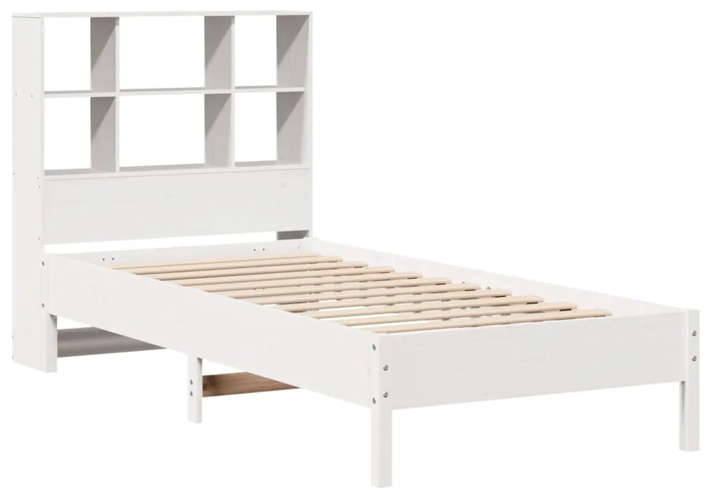 Cama com estante sem colchão 75x190 cm pinho maciço branco