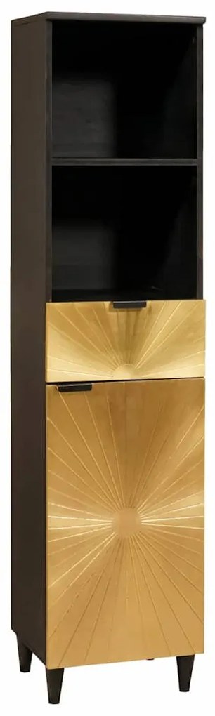 vidaXL Armário de Banheiro com gaveta Preto e Ouro 38 x 33 x 160 cm