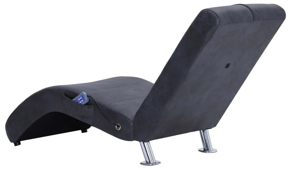 Chaise longue de massagem c/ almofada camurça artif. cinzento