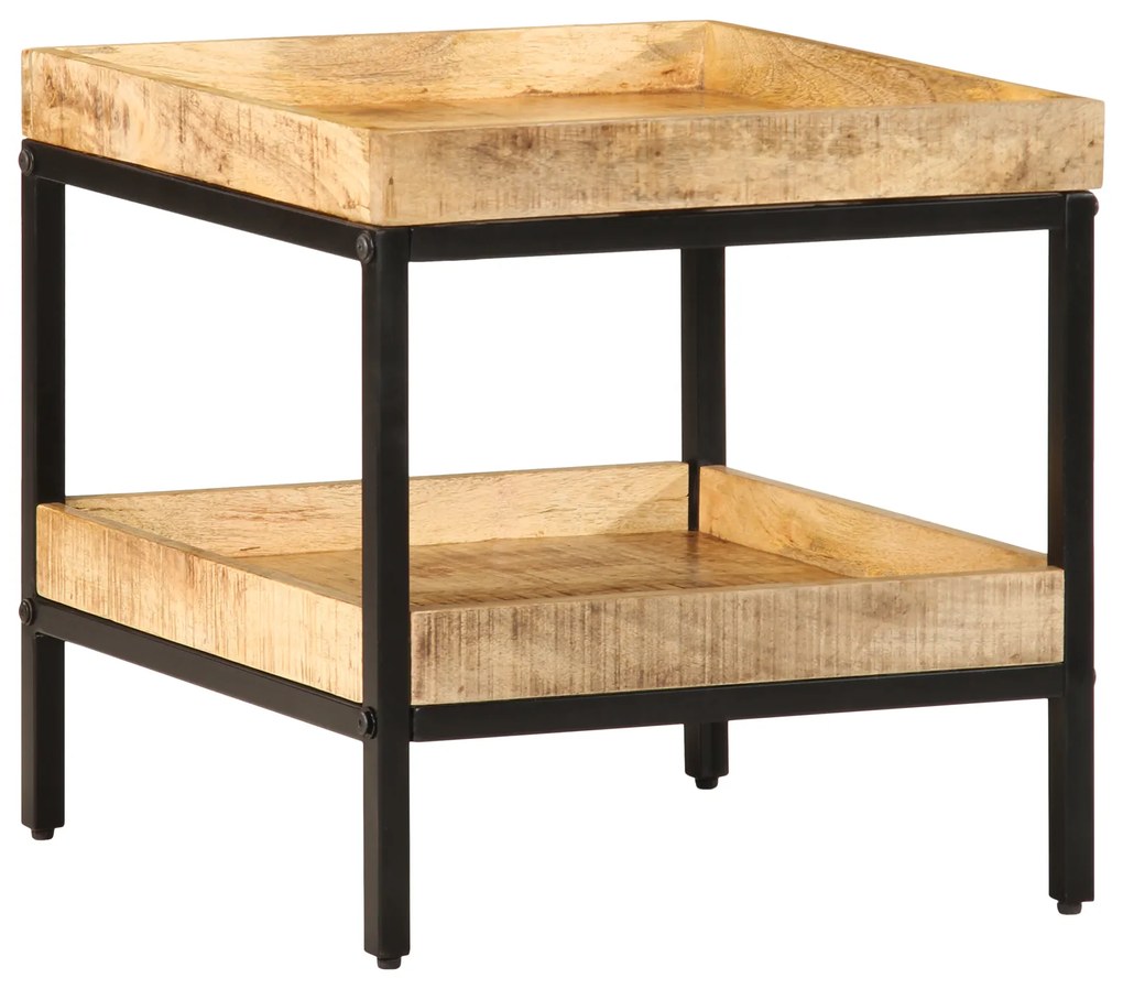 vidaXL Mesa de Apoio 45x45x45 cm Madeira Sólida de Mangueira Rugosa