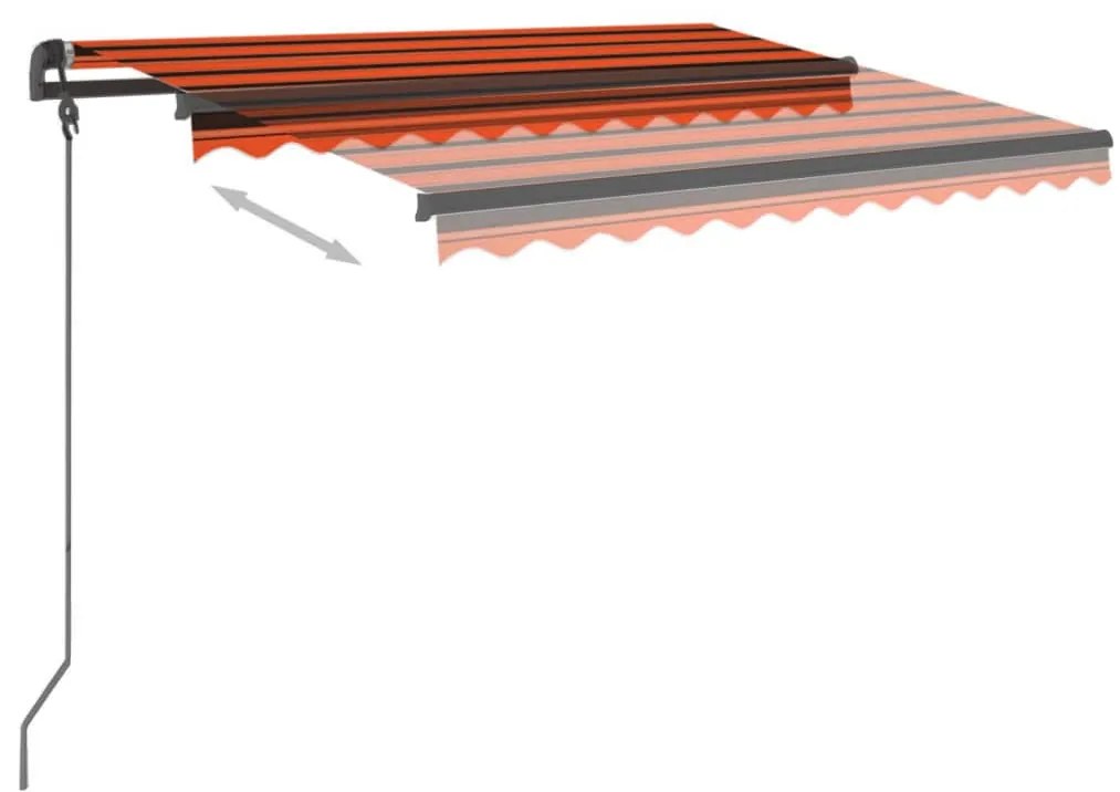 Toldo automático LED e sensor de vento 3x2,5m laranja/castanho