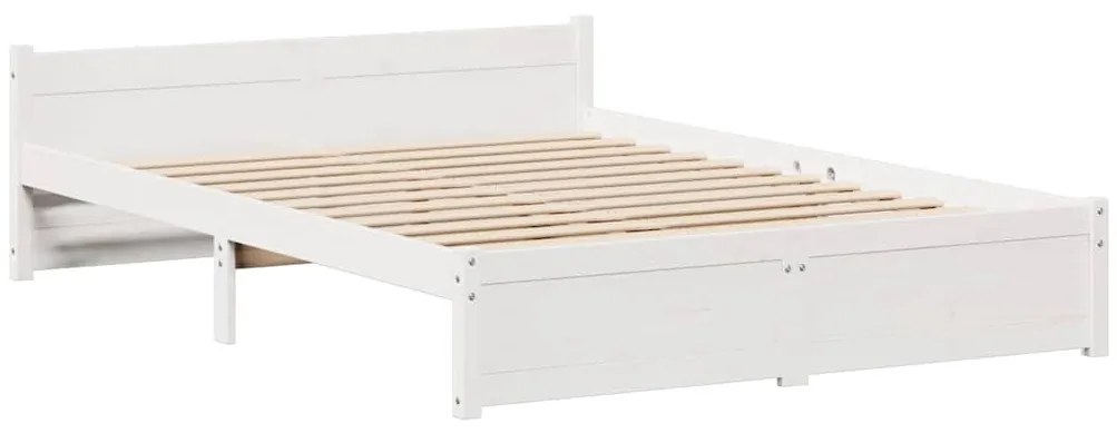 Cama sem colchão 140x200 cm madeira de pinho maciça branco