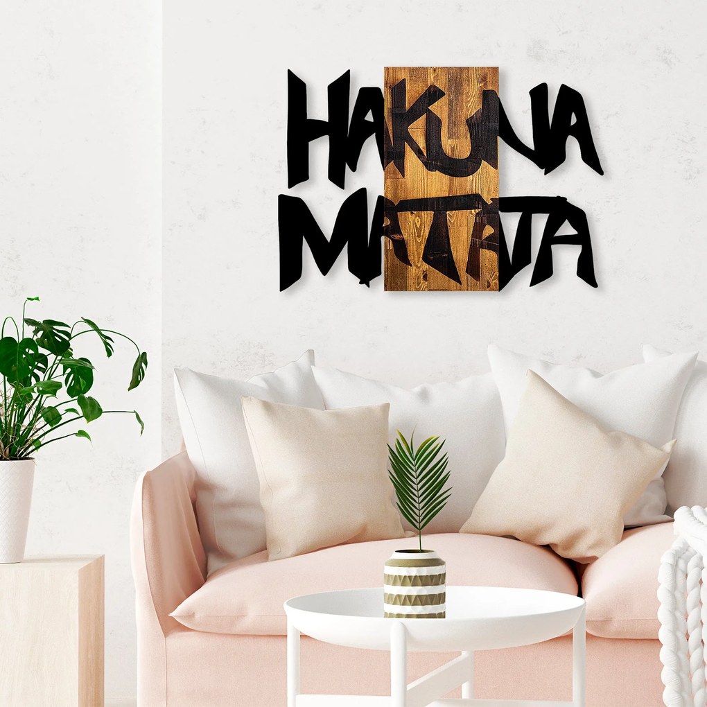 Acessório Decorativo de Parede Hakuna Matata 5 – Preto e Nogueira Clar