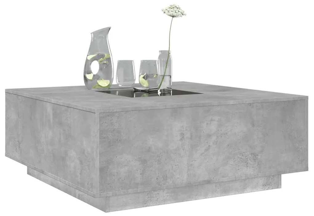 Mesa de centro luzes LED Infinity 100x100x40cm cinzento cimento