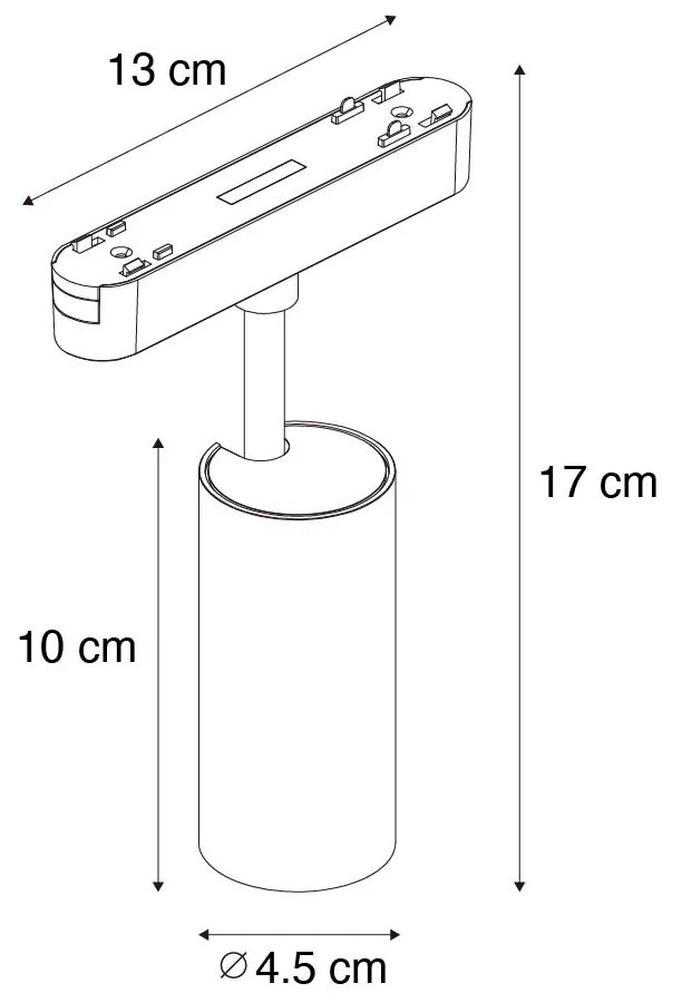 LED Foco Moderno Preto para Sistema de Trilho Monofásico 9W 3000K - Magnetic Gert Moderno