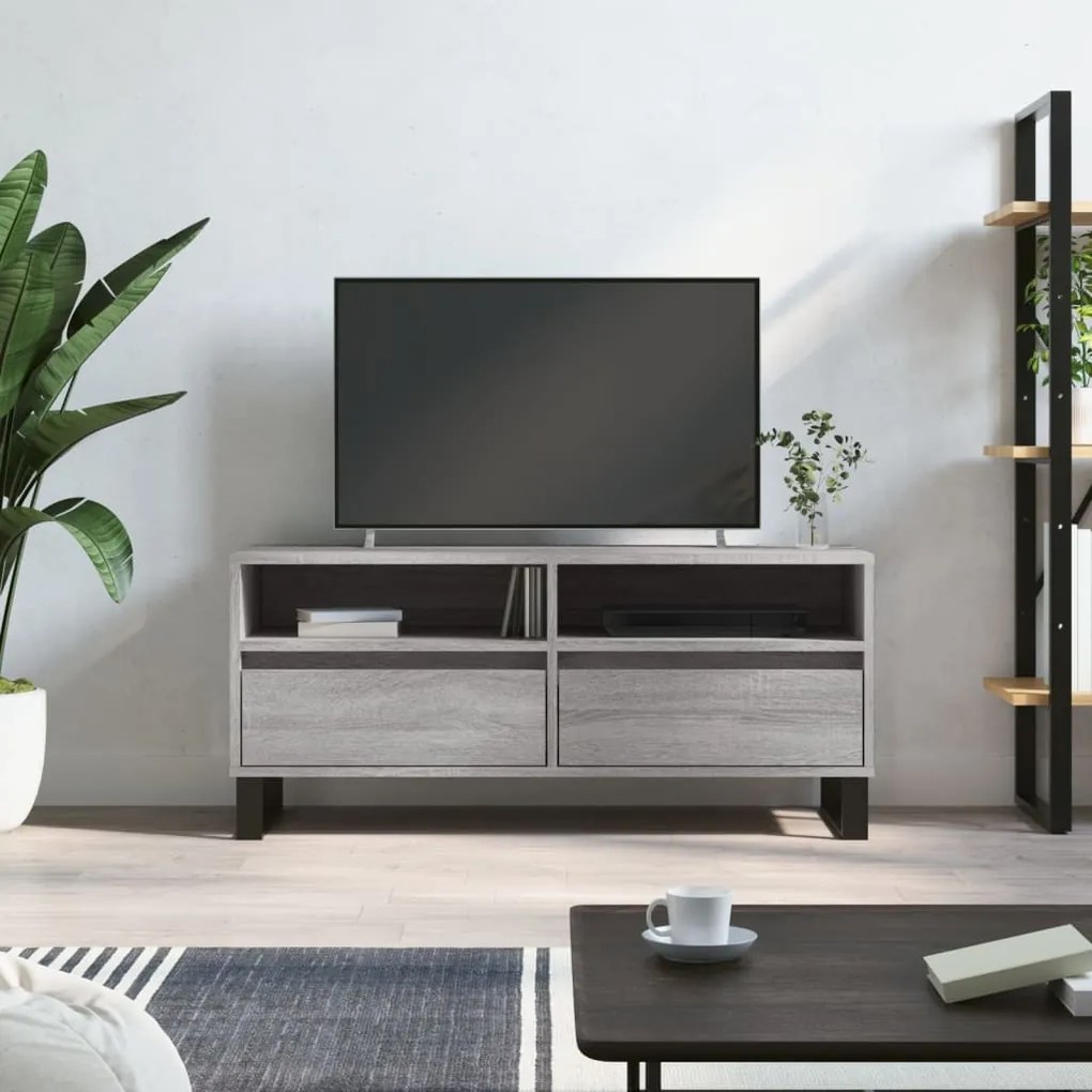 vidaXL Móvel de TV 100x34,5x44,5 cm derivados madeira cinzento sonoma