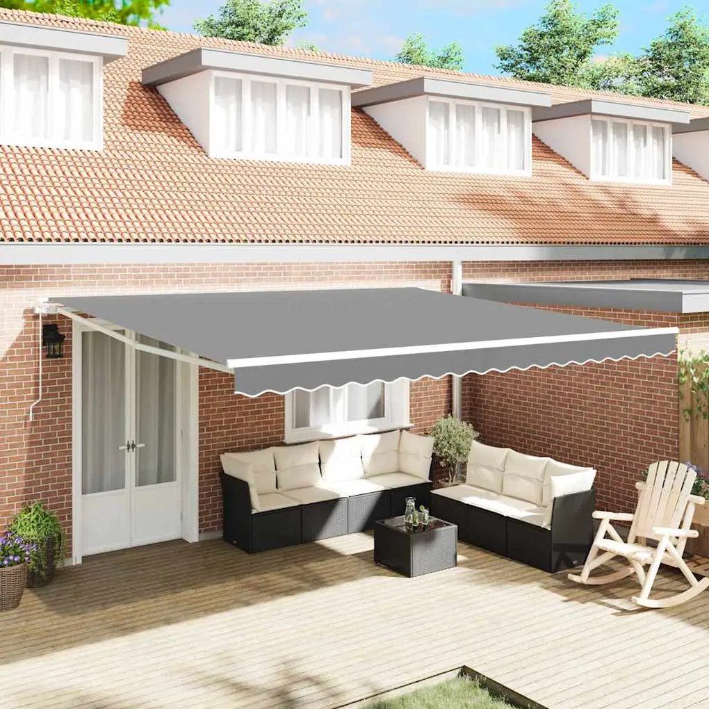 vidaXL Toldo Manual Branco 5 × 3,5 m Metal
