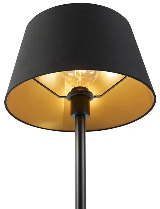 Candeeiro de mesa clássico preto com abajur preto 32 cm - Simplo Clássico / Antigo