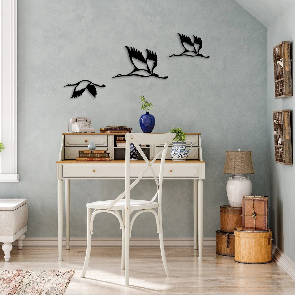 Acessório Decorativo de Parede Storks – Preto – Tamanhos: 12x29 cm, 22
