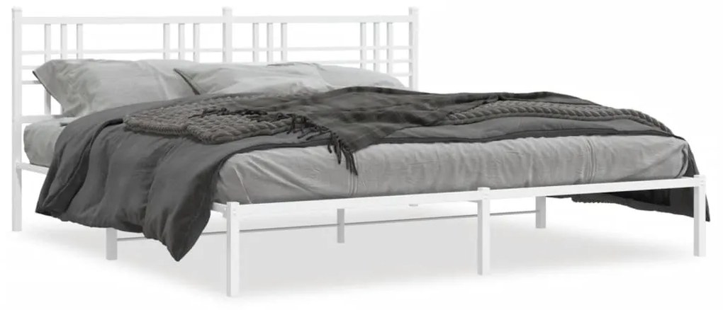 vidaXL Estrutura de cama com cabeceira 180x200 cm metal branco
