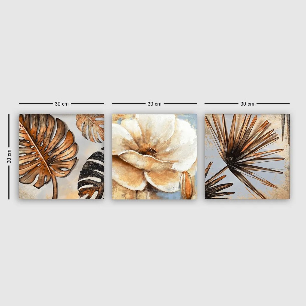Pintura Decorativa em Tela P6619748771 – Multicolor – 30 x 90 cm (3 Pe