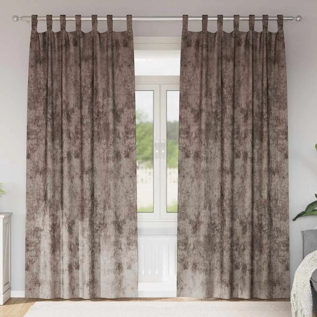 vidaXL Cortinas de Veludo 2 peças com Ilhoses Cappuccino 225x140 cm