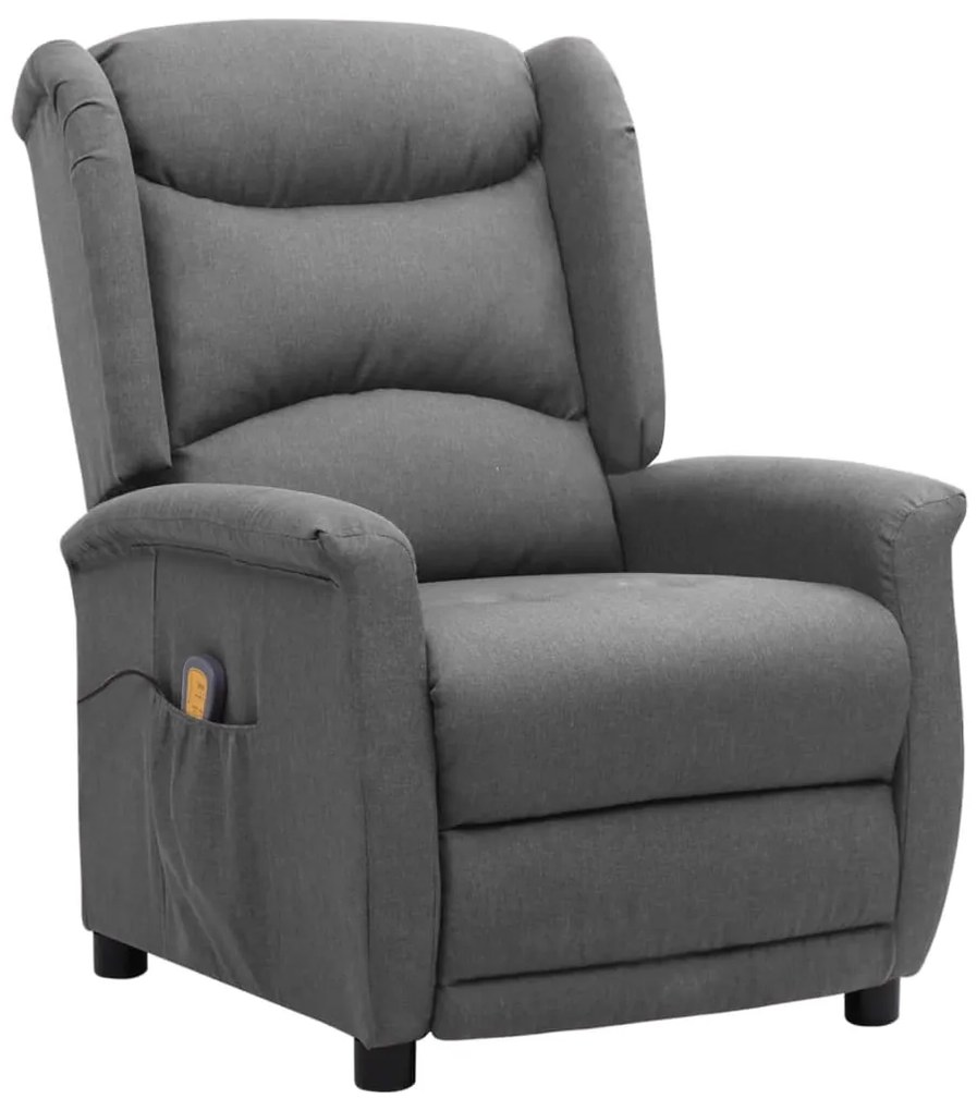 vidaXL Poltrona de massagens tecido cinzento-claro