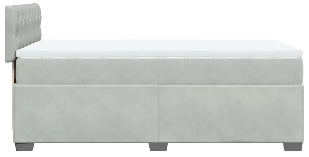 Cama com molas/colchão 90x200 cm veludo cinza-claro