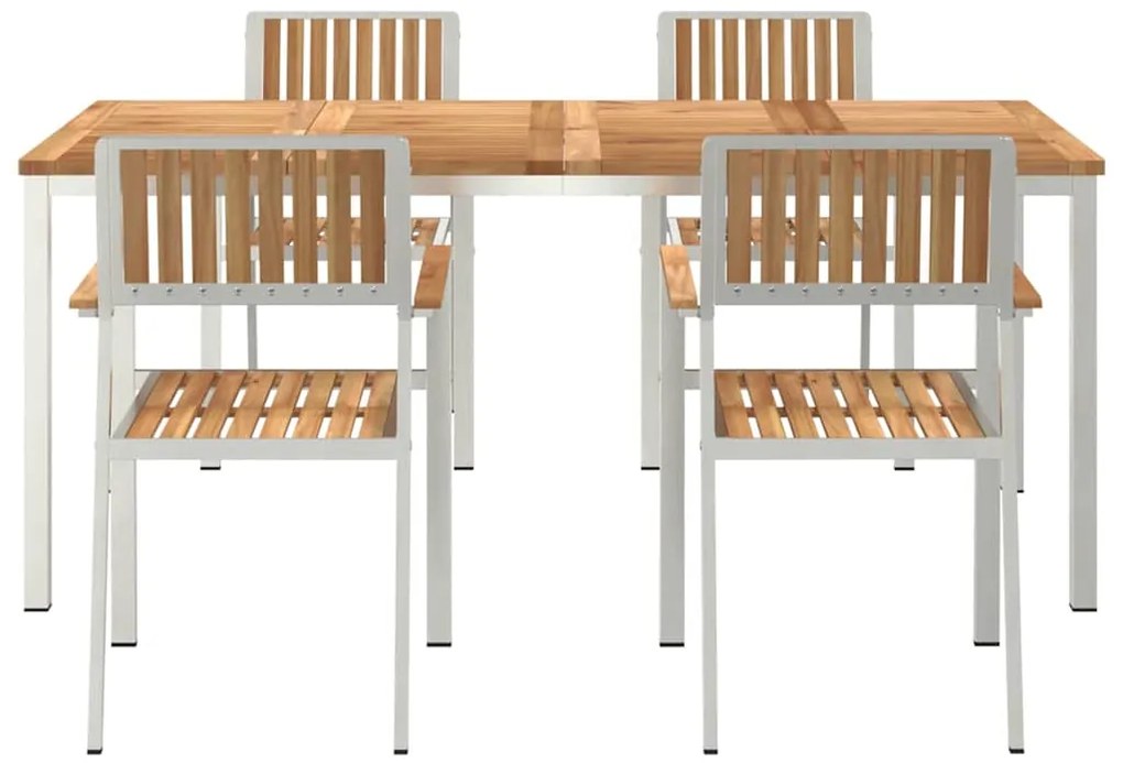 Conjunto de Jantar de Jardim vidaXL 5 Peças Madeira de Teca Maciça