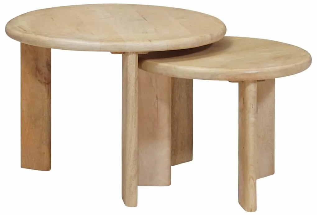 vidaXL Mesas de Café Empilháveis 2 pcs Preto Madeira de manga maciça