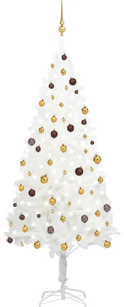 vidaXL Árvore Natal artificial pré-iluminada c/ bolas branco