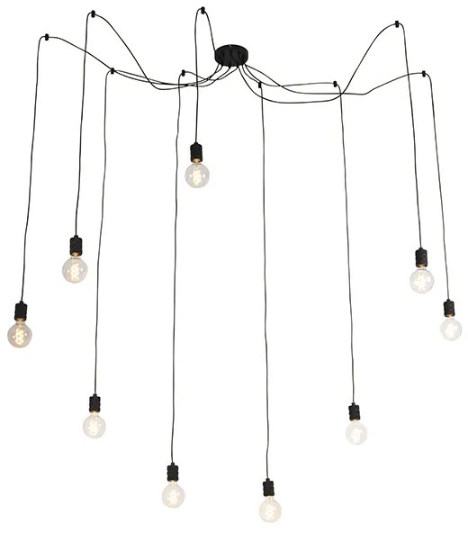 Candeeiro de suspensão design preto 9 luzes - Cavalux Moderno