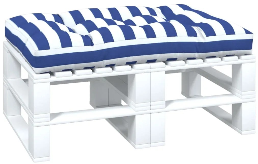 Almofadão para sofá de paletes 120x80x12 cm tecido azul/branco