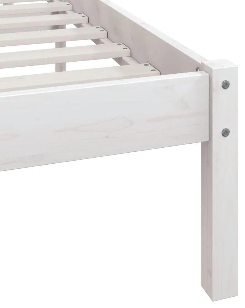 Estrutura de cama casal 135x190 cm pinho maciço branco