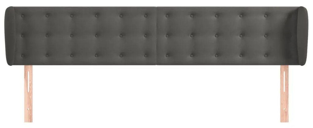 Cabeceira de cama c/ abas veludo 203x23x78/88cm cinzento-escuro