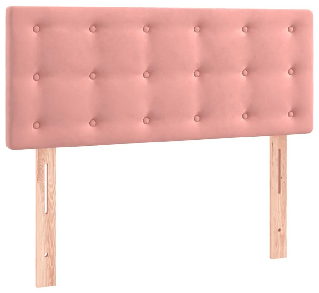 Cama box spring c/ colchão/LED 120x200 cm veludo rosa