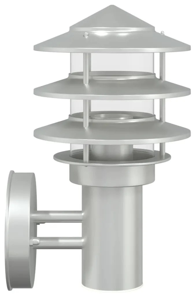 Candeeiros de parede p/ exterior 2 pcs aço inoxidável prateado