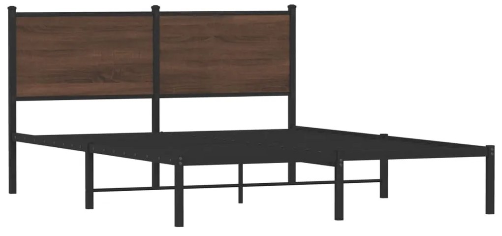 Estrutura de cama sem colchão 140x190cm metal carvalho castanho