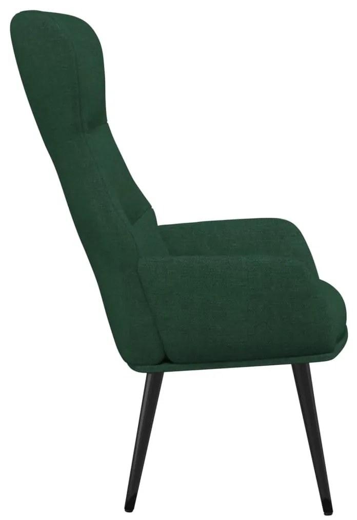 Cadeira de descanso com banco tecido verde-escuro