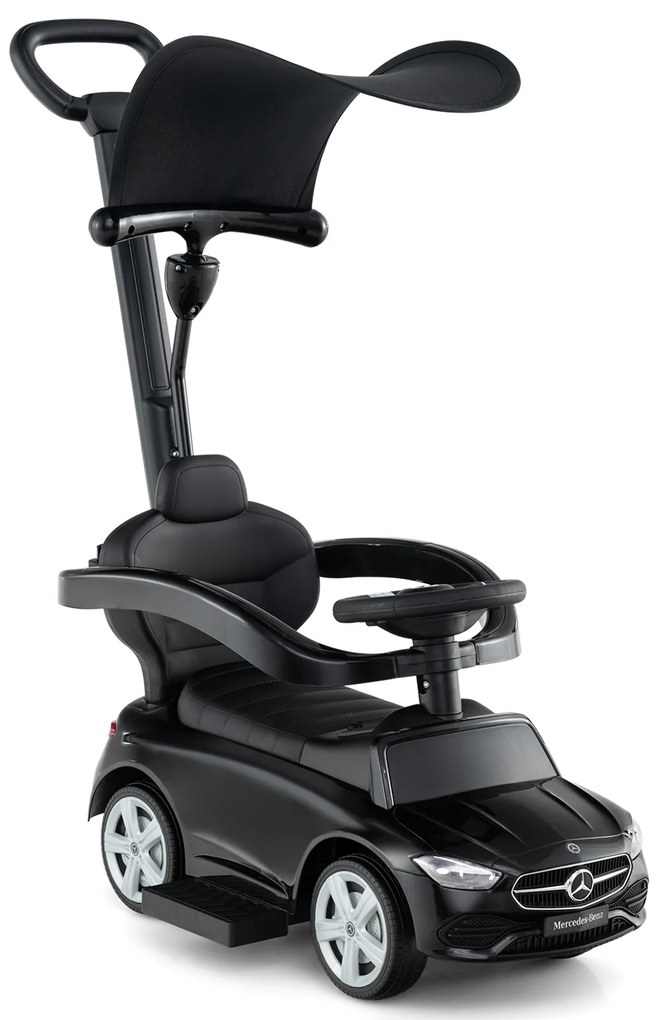 Carrinho de passeio 3 em 1 com capota ajustável e barra de direção - rosa