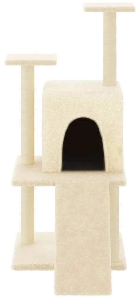 Árvore para gatos c/ postes arranhadores sisal 110 cm cor creme
